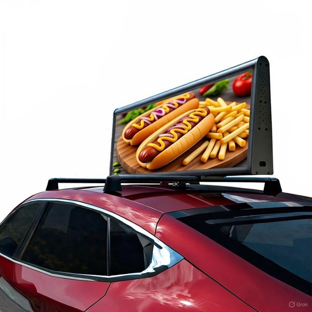 38” Double-Sided Full-Color LED Taxi Roof Advertising Sign – Turn-Key Ready Car Top Digital Video Display