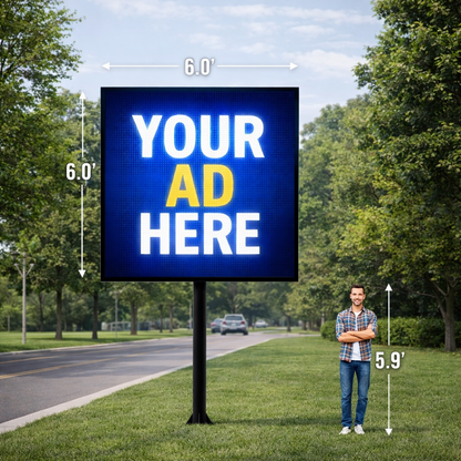 Store LED Signs – 6′ × 6′ Double-Sided Outdoor LED Sign | 5K Resolution | 6mm Pixel Pitch | Hardware Only