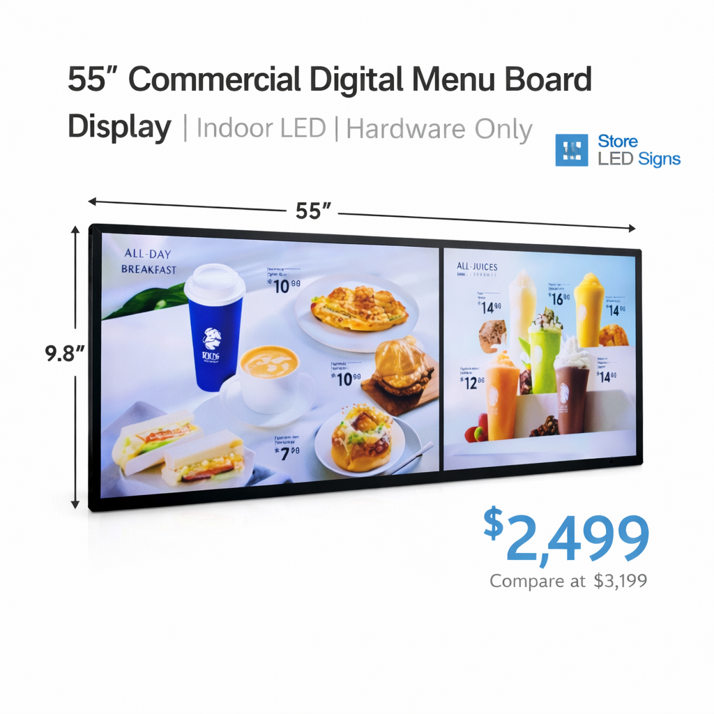 55” Commercial Digital Menu Board Display – Indoor LED | Hardware Only