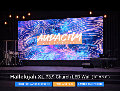 Hallelujah P3.9 Church LED Wall – 18’ x 9.8’ | Turn-Key Ready