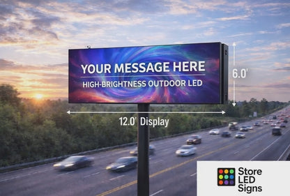 Commercial LED Billboard – Double-Sided 6’H x 12’W Outdoor Digital LED Billboard Display (P6) - Hardware Only, Double-Sided Option by Store LED Signs TOP SELLER